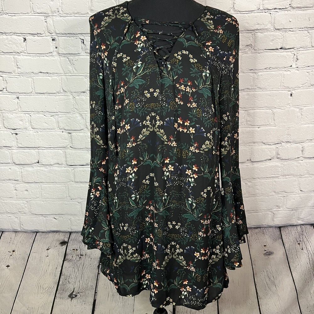 Buddy Love Women Evelyn Juniper Dress Size XS Multicolor Floral Bell Sleeve Boho
